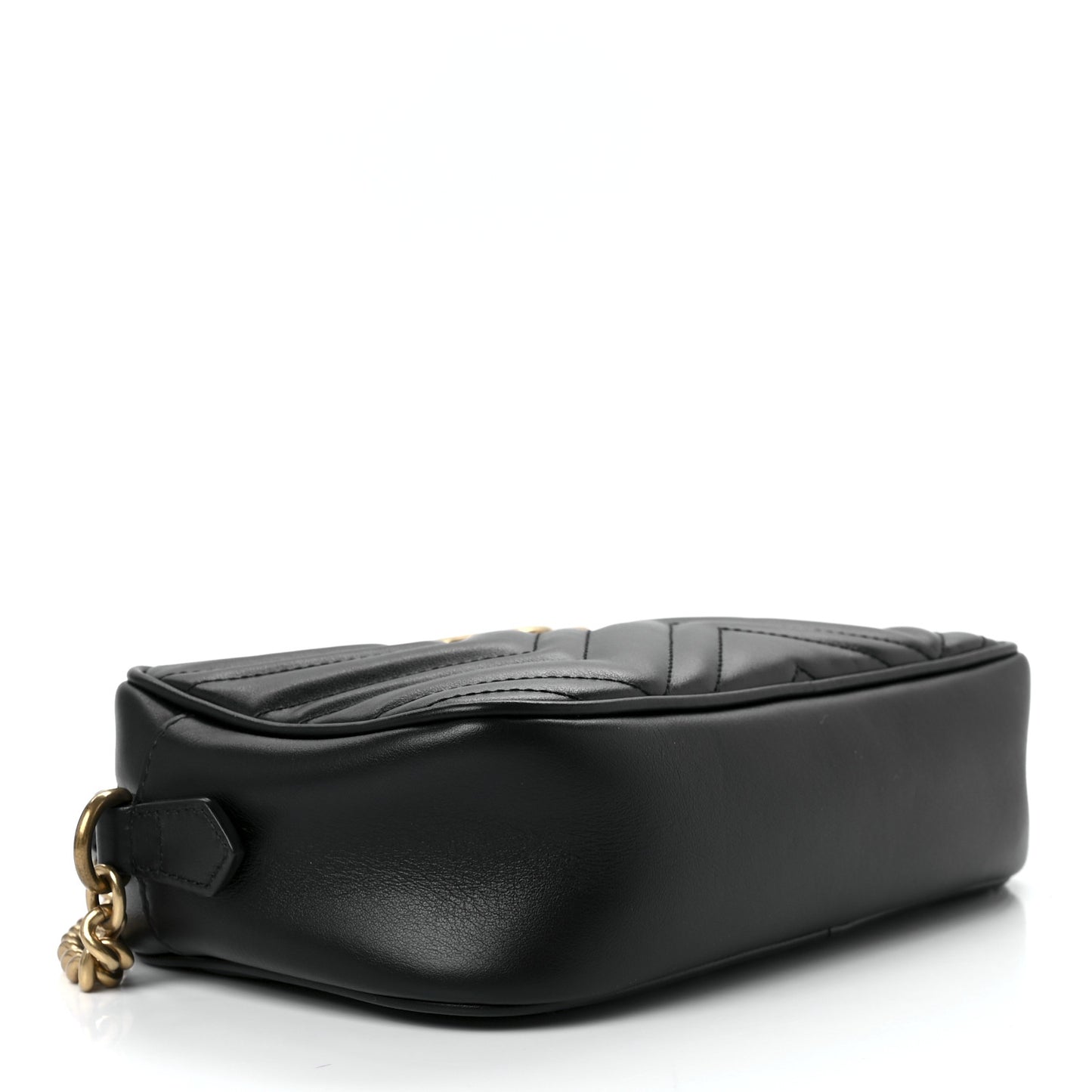 Calfskin Matelasse Small GG Marmont Chain Shoulder Bag Black