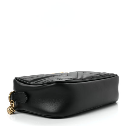 Gucci Calfskin Matelasse Small GG Marmont Chain Shoulder Bag Black 4 of 12