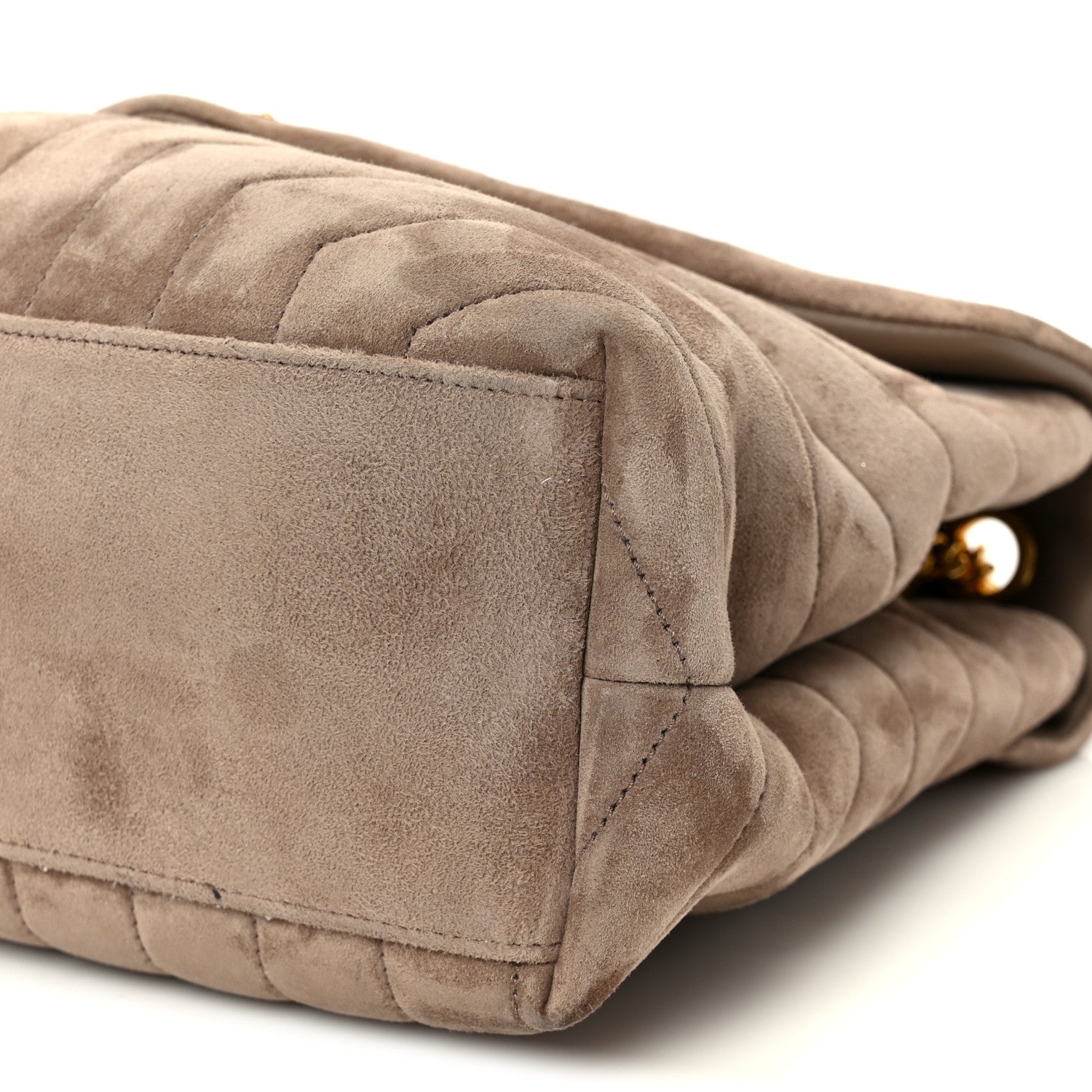 Saint Laurent Suede Y Quilted Monogram Medium Loulou Chain Satchel Taupe 11 of 11