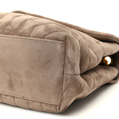 Saint Laurent Suede Y Quilted Monogram Medium Loulou Chain Satchel Taupe 11 of 11