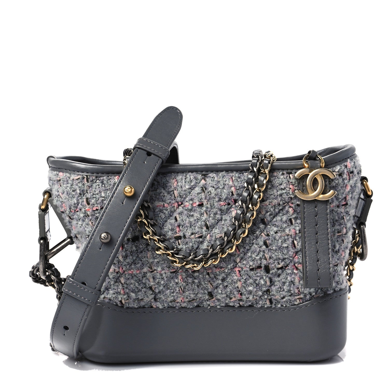 Chanel Tweed Calfskin Quilted Small Gabrielle Hobo Grey 1 of 7