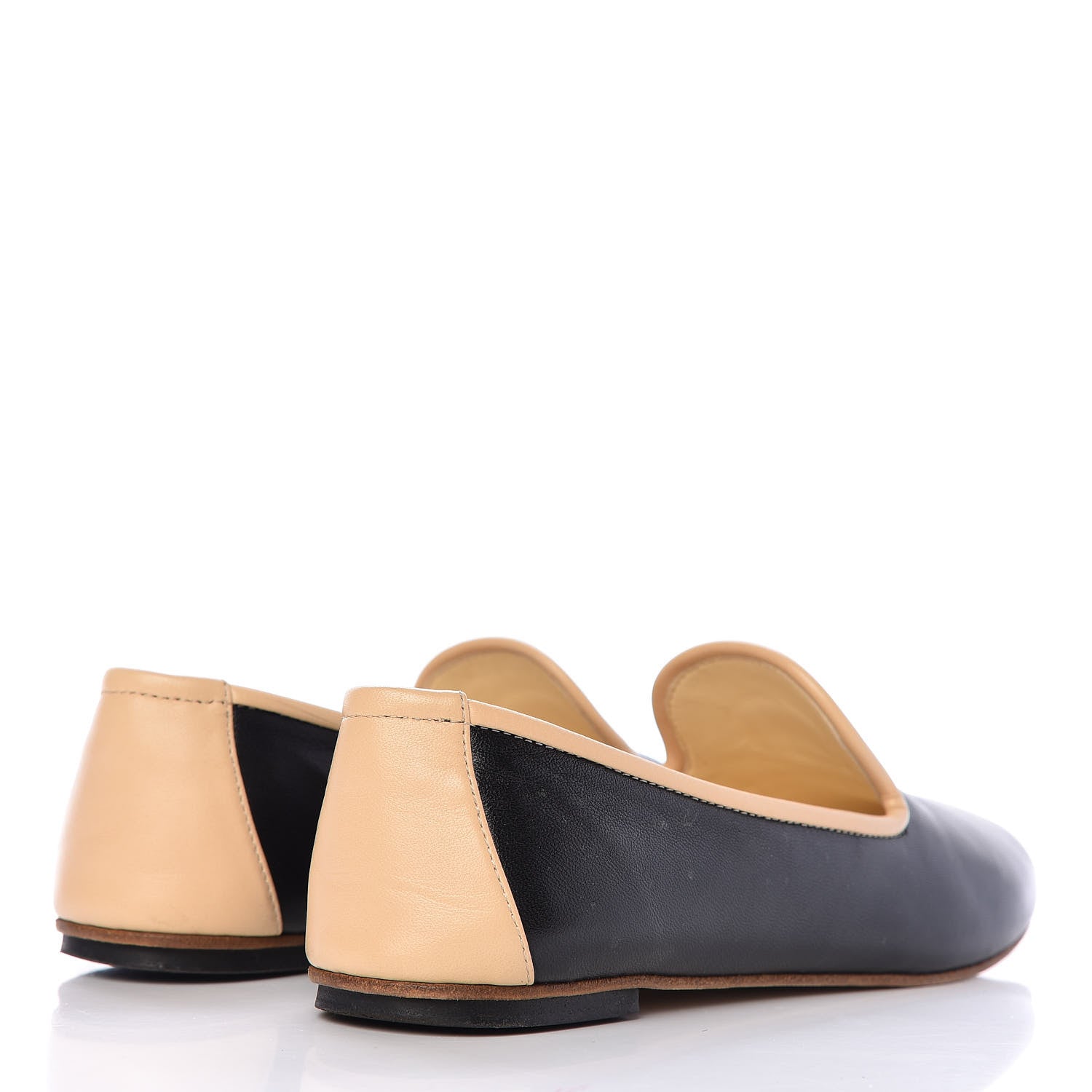 Chanel Lambskin CC Mocassin Loafers 36 Black Beige 4 of 15