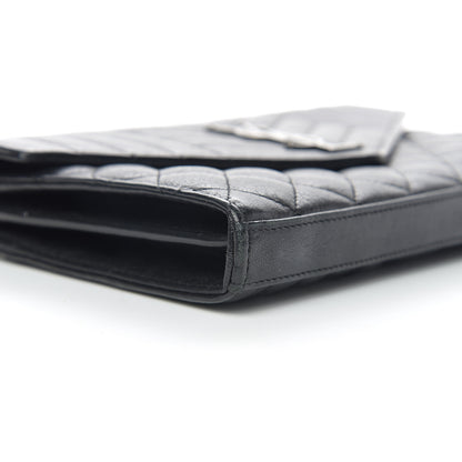 Saint Laurent Sheepskin Tri-Quilt Monogram Envelope Chain Wallet Black 8 of 10