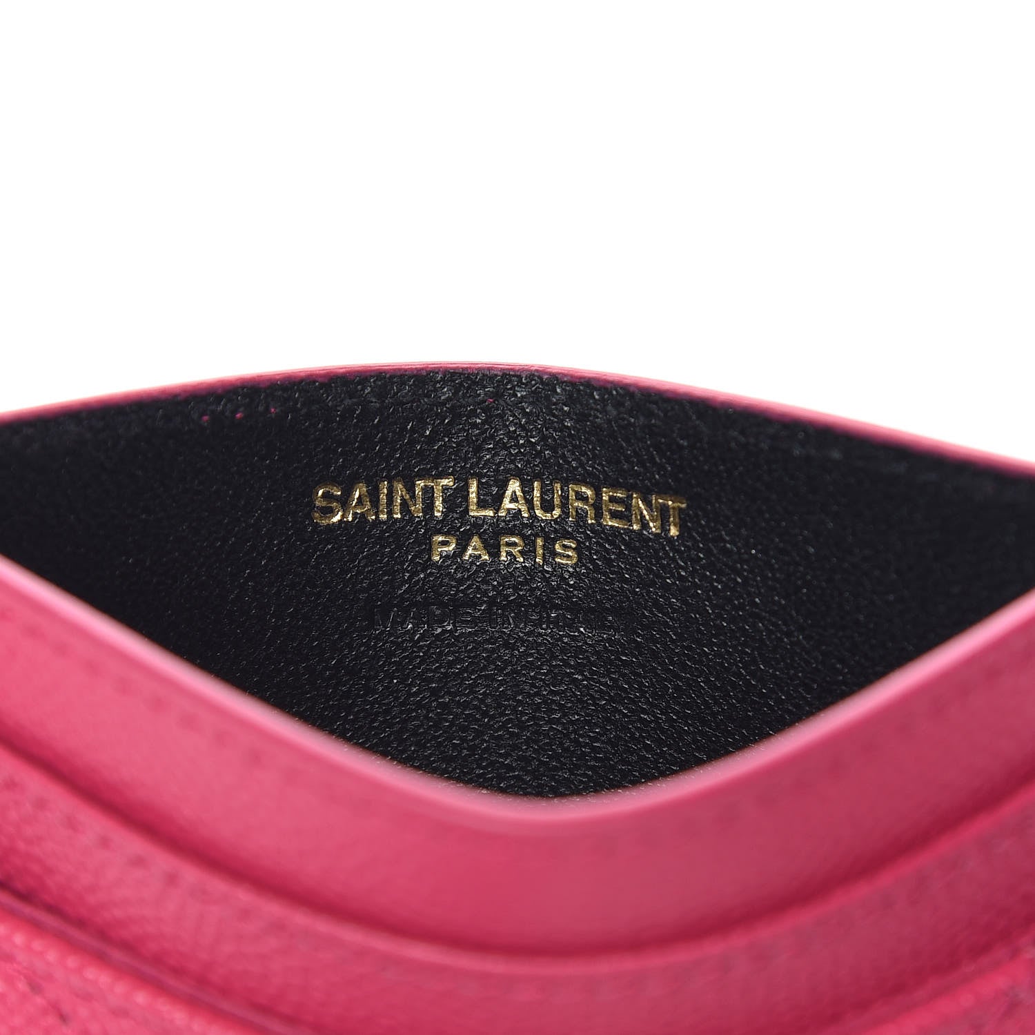 Saint Laurent Grain De Poudre Matelasse Chevron Monogram Credit Card Case Fresh Fuxia 6 of 7