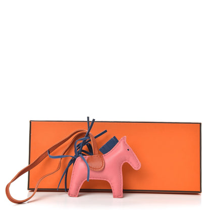 Hermes Milo Lambskin Grigri Rodeo Bag Charm PM Rose Azalee Cornaline Bleu De Malte 4 of 4