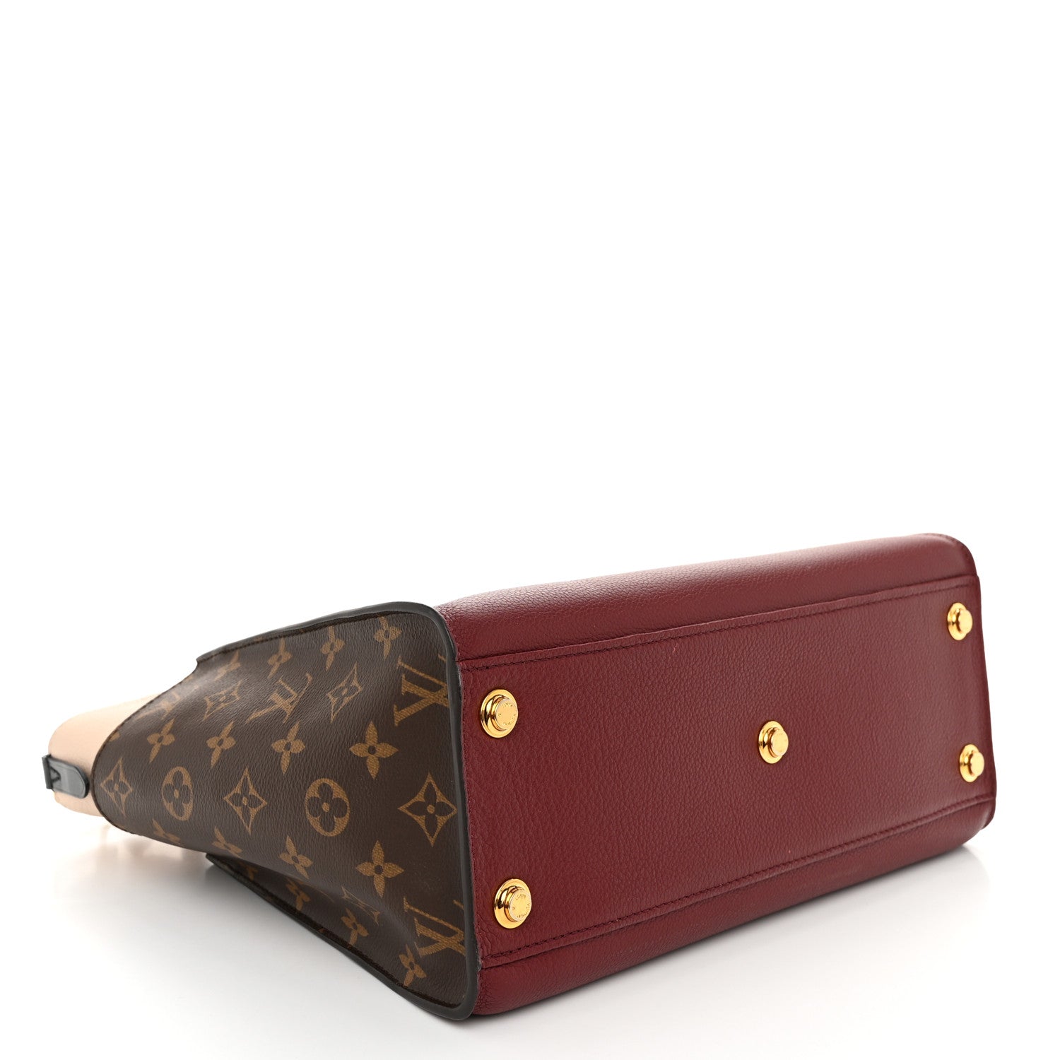 Louis Vuitton Calfskin Monogram On My Side MM Burgundy 4 of 10