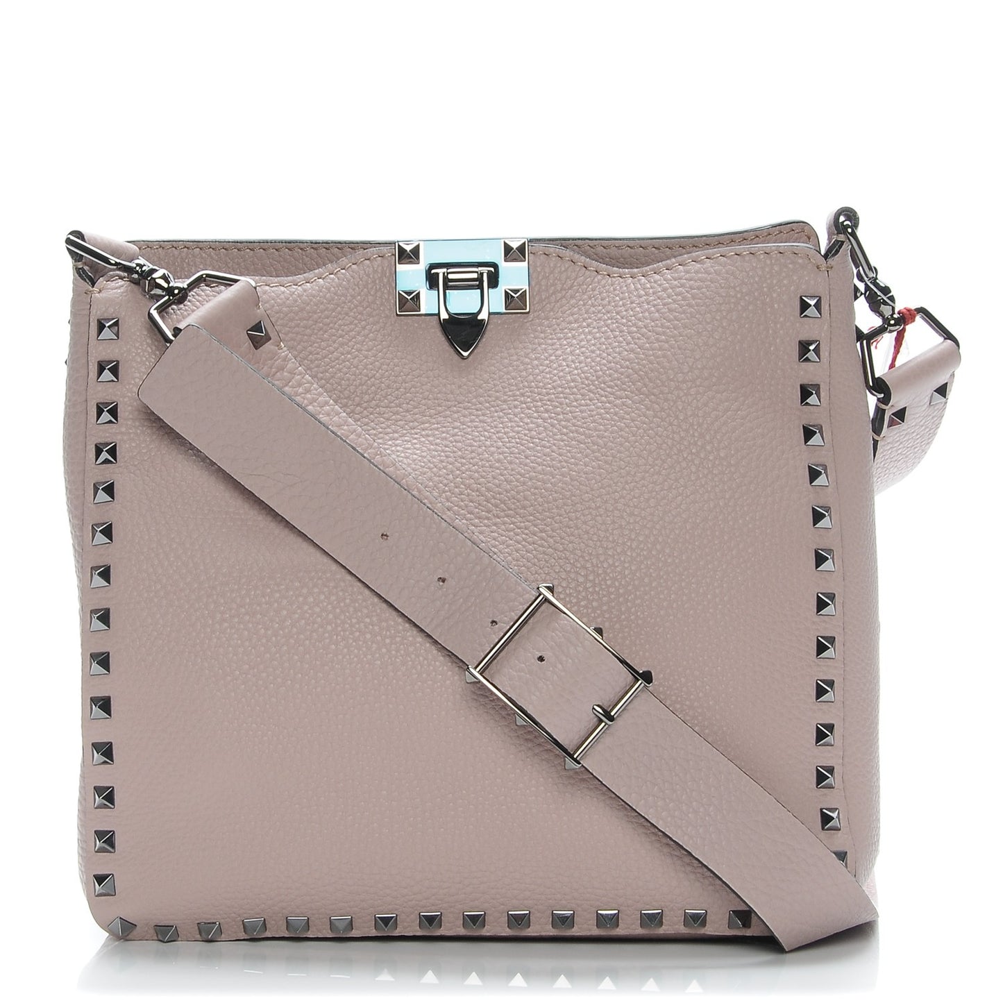 Pebbled Calfskin Small Rockstud Flip-Lock Messenger Bag Poudre
