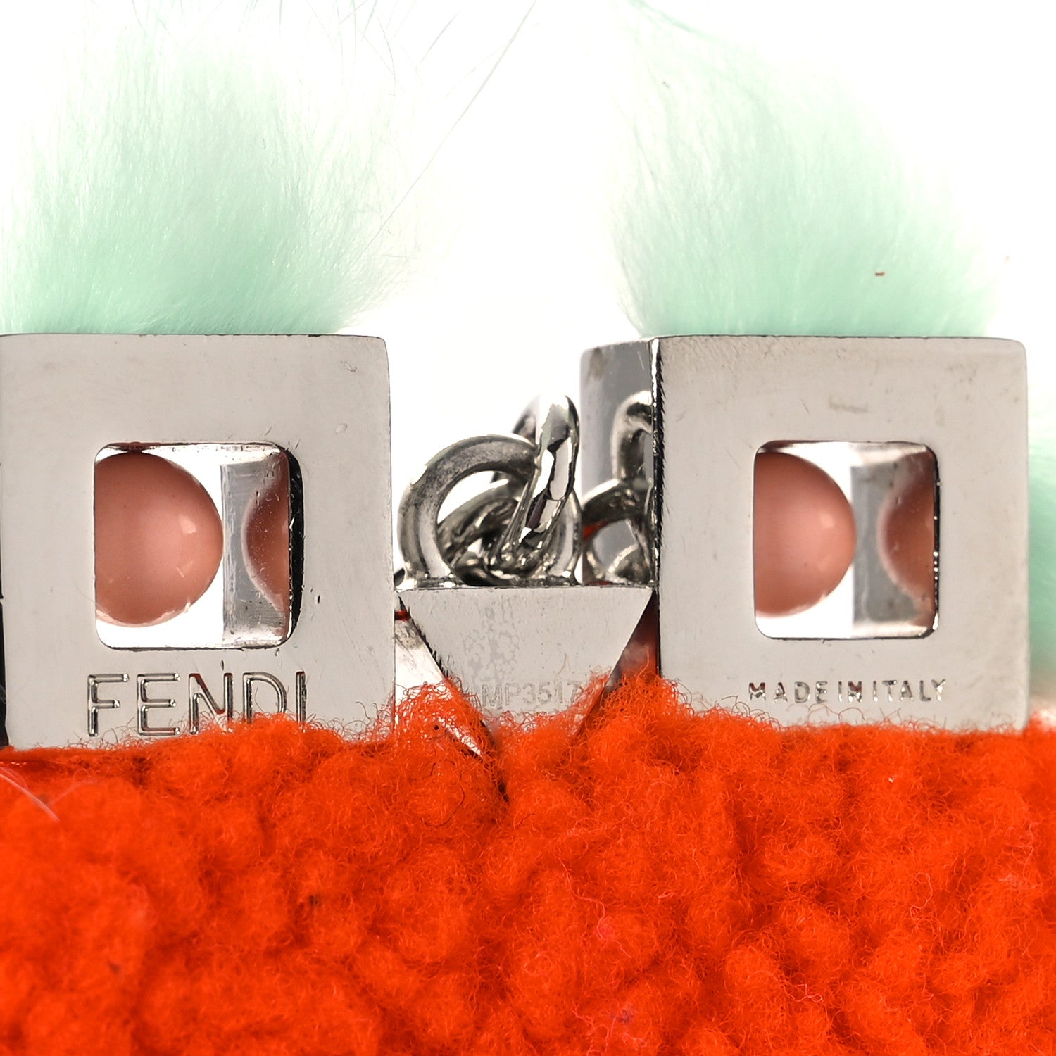 Fendi Lamb Fur Teen Witch Bag Charm Orange Multicolor 3 of 5