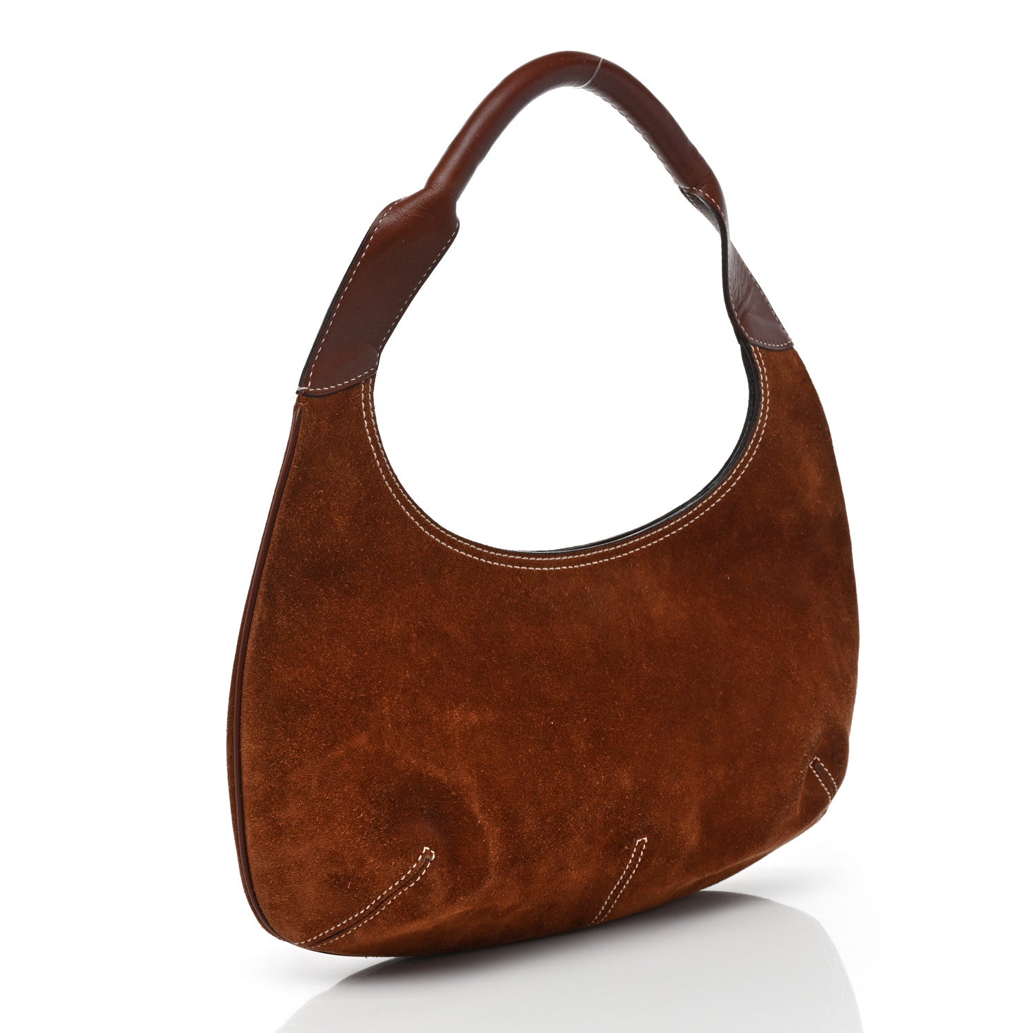 Salvatore Ferragamo Suede Stitched Hobo Brown 2 of 8