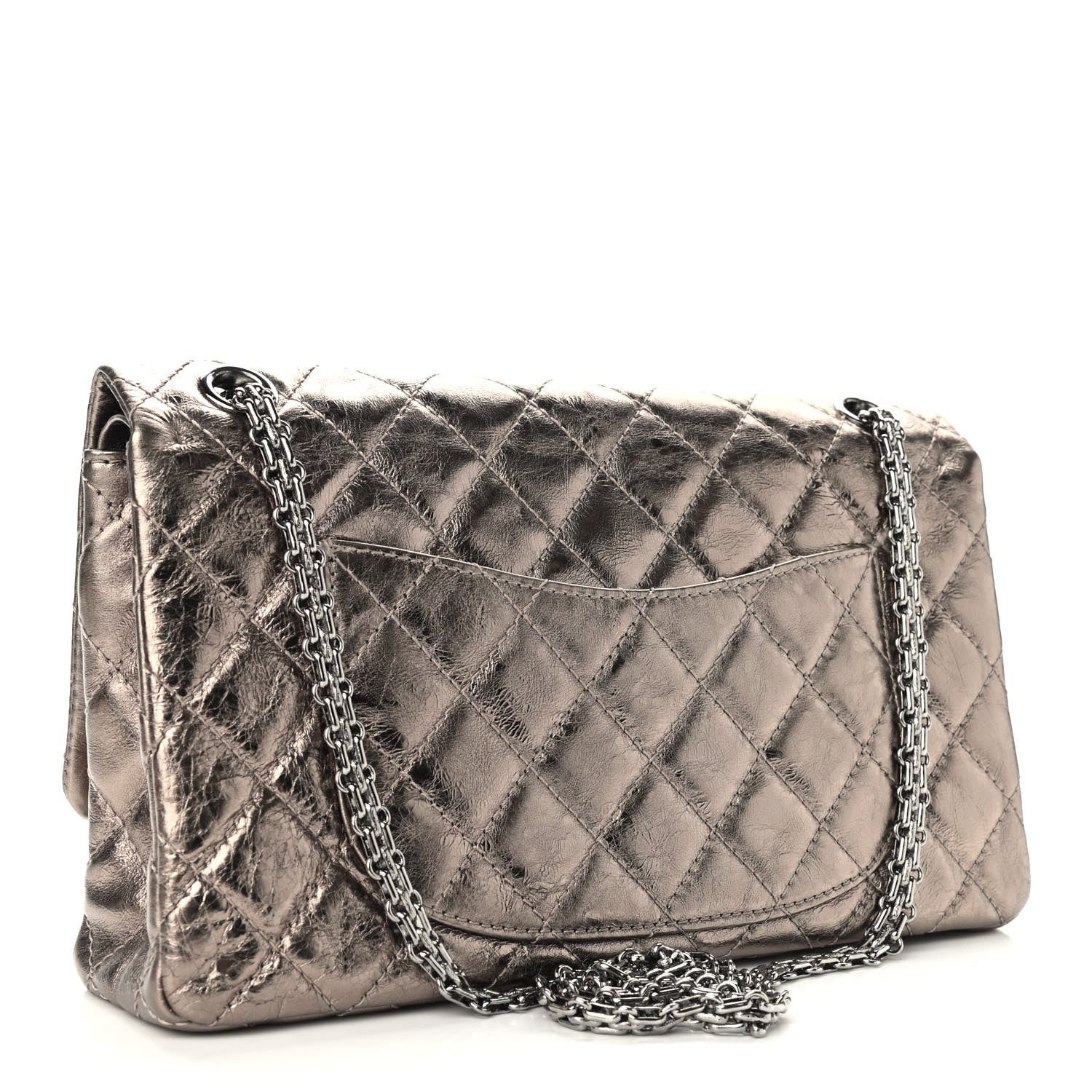 Chanel Metallic Aged Calfskin Quilted 2.55 Reissue 226 Flap Pewter 3 of 9