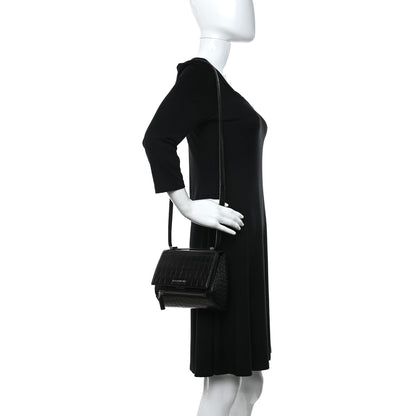 Givenchy Calfskin Crocodile Embossed Small Pandora Black 2 of 14