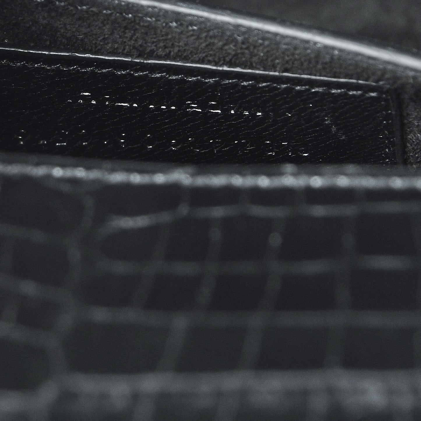 Calfskin Crocodile Embossed Medium Monogram Sunset Black
