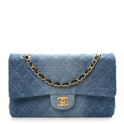 Chanel Washed Denim Quilted Medium Double Flap Blue 1 of 10