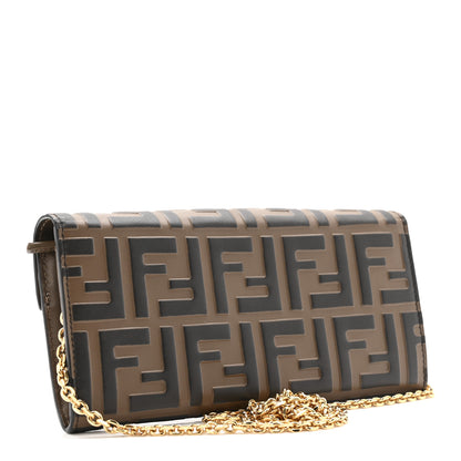 Fendi Vitello Soft F is Fendi Bi-Color FF 1974 Embossed Continental Envelope Wallet On Chain Maya Black 3 of 13