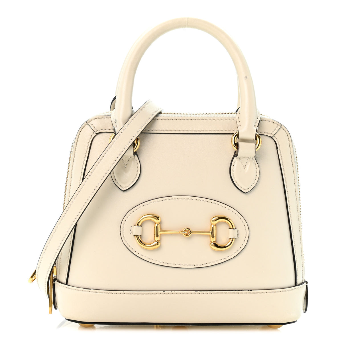 Gucci Boarded Plutone Calfskin Mini Horsebit 1955 Top Handle Bag Mystic White 1 of 13