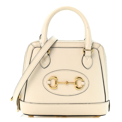 Gucci Boarded Plutone Calfskin Mini Horsebit 1955 Top Handle Bag Mystic White 1 of 13