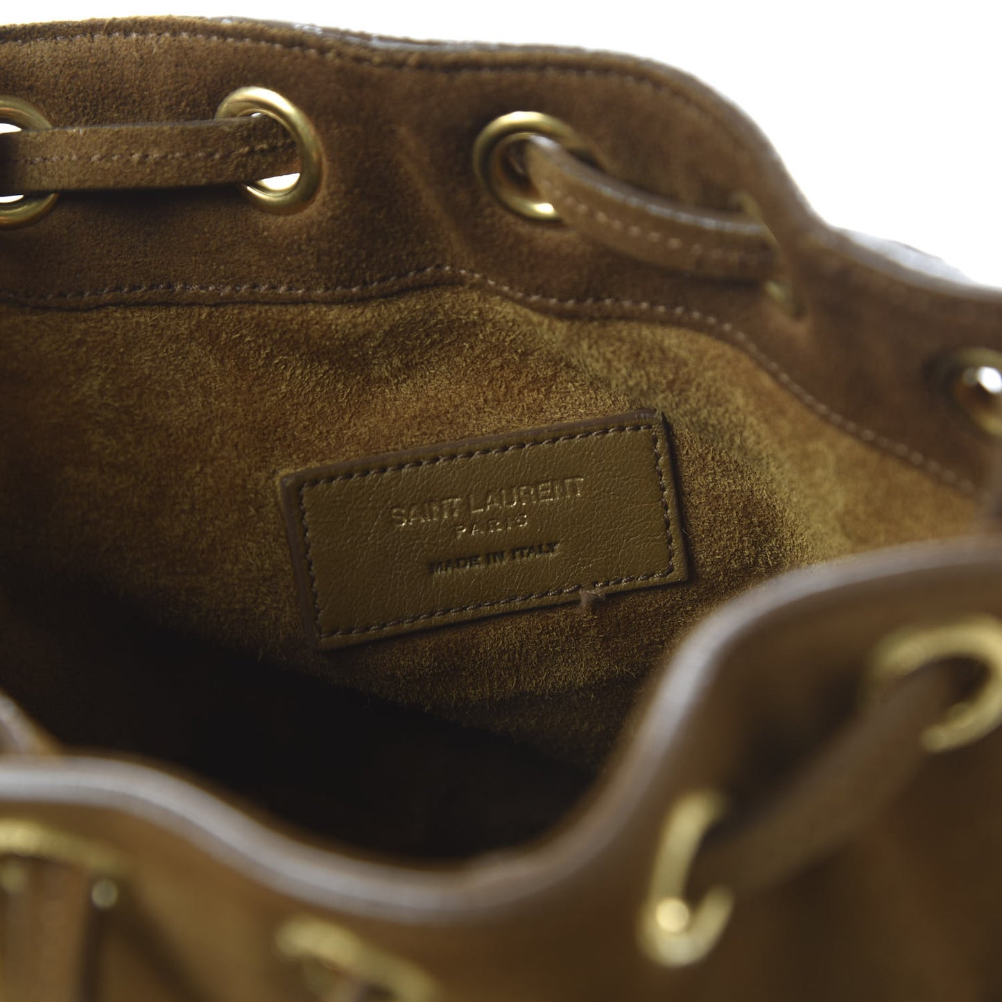 Suede Calfskin Small Emmanuelle Fringe Bucket Bag Light Ocre