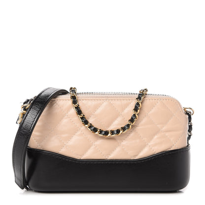 Chanel Aged Calfskin Quilted Small Gabrielle Clutch With Chain Beige Black 1 of 13