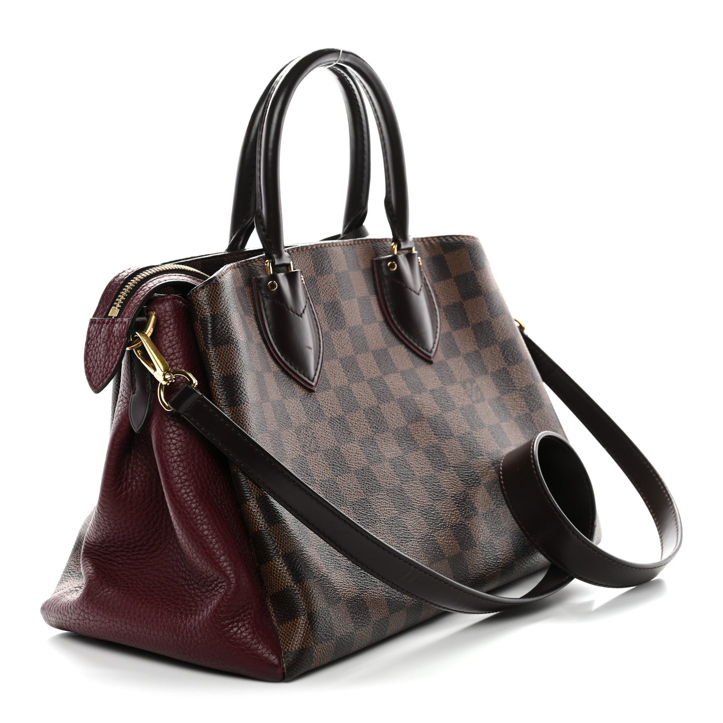 Cuir Taurillon Damier Ebene Normandy Bordeaux