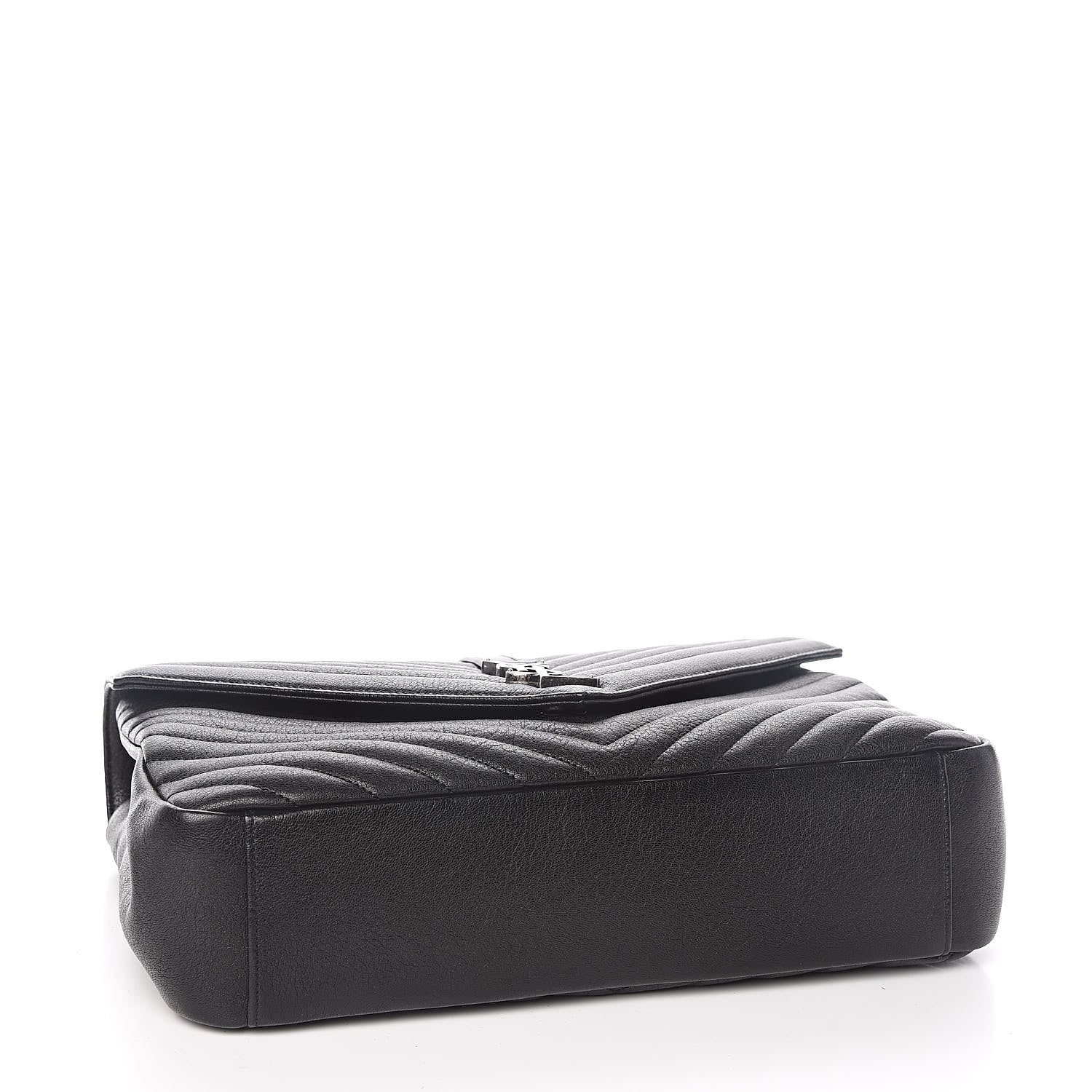 Saint Laurent Sheepskin Matelasse Chevron Monogram Large College Satchel Black 4 of 12