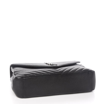 Saint Laurent Sheepskin Matelasse Chevron Monogram Large College Satchel Black 4 of 12