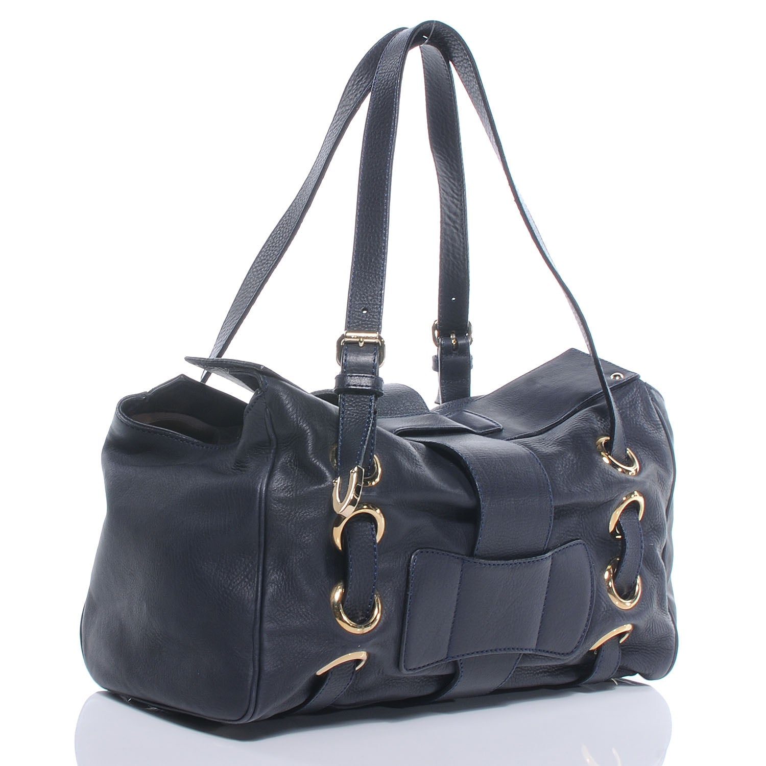 Jimmy Choo Leather Belted Shoulder Bag Navy 3 of 8