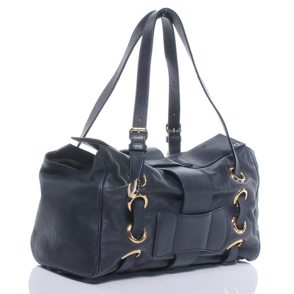 Jimmy Choo Leather Belted Shoulder Bag Navy 3 of 8