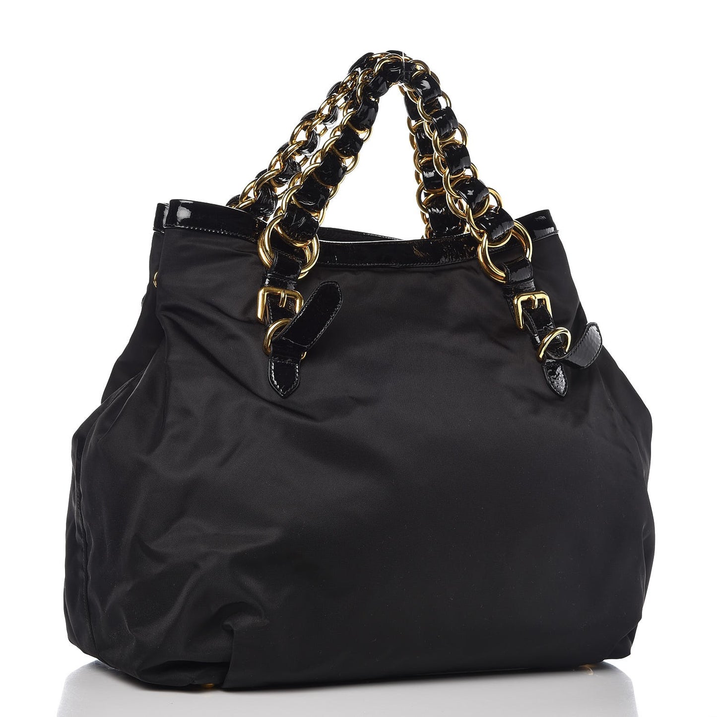 Tessuto Nylon Chain Shoulder Bag Black