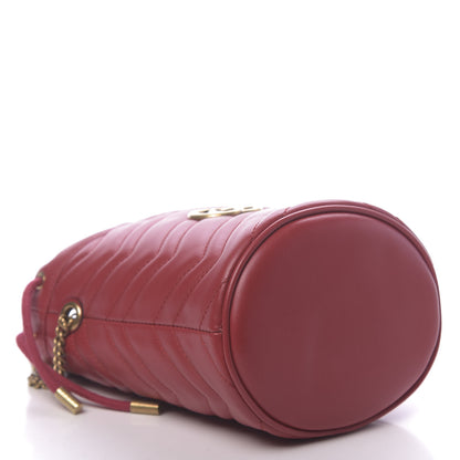 Gucci Calfskin Matelasse Mini GG Marmont 2.0 Bucket Bag Hibiscus Red 4 of 11