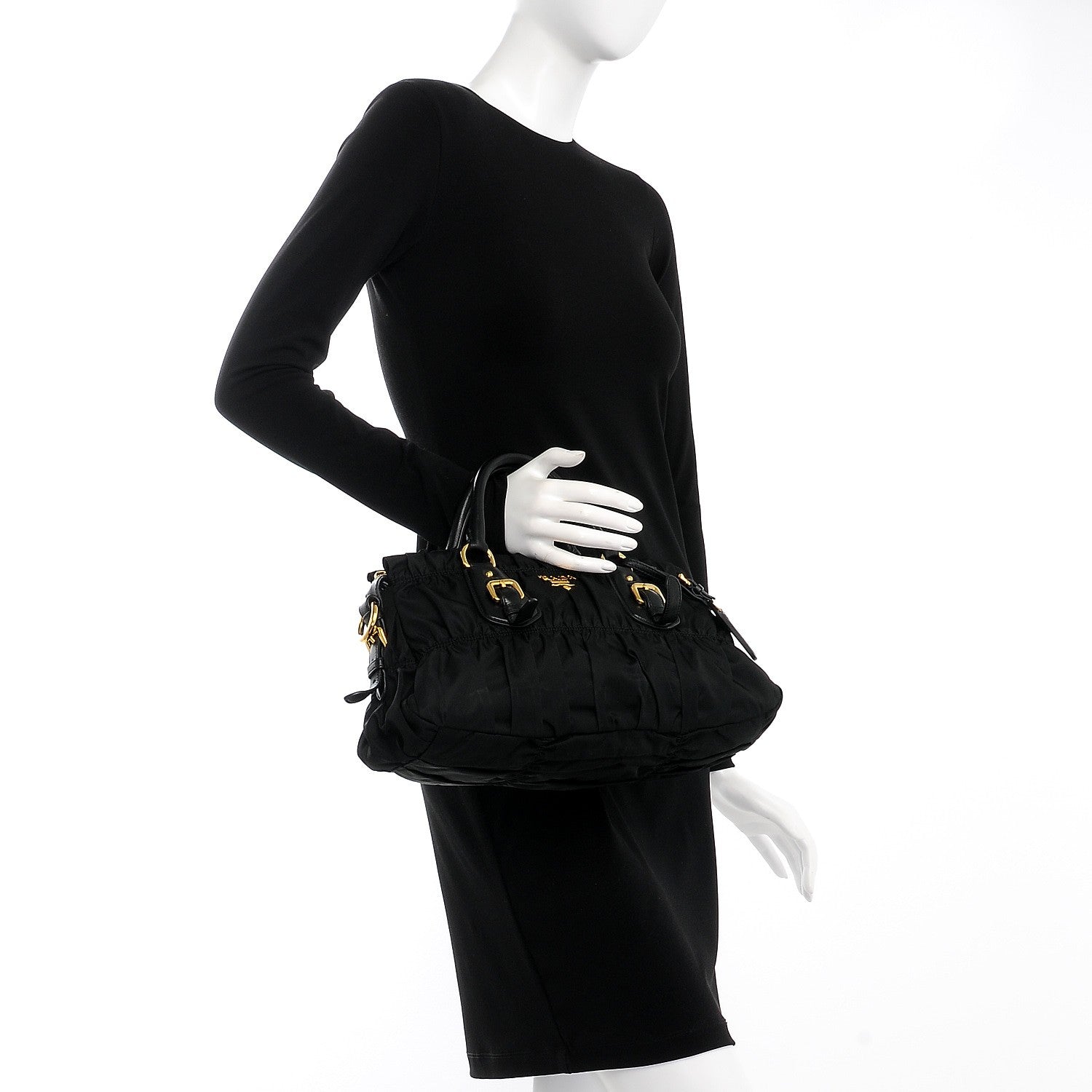 Prada Tessuto Nylon Gaufre Shopping Satchel Black 4 of 12