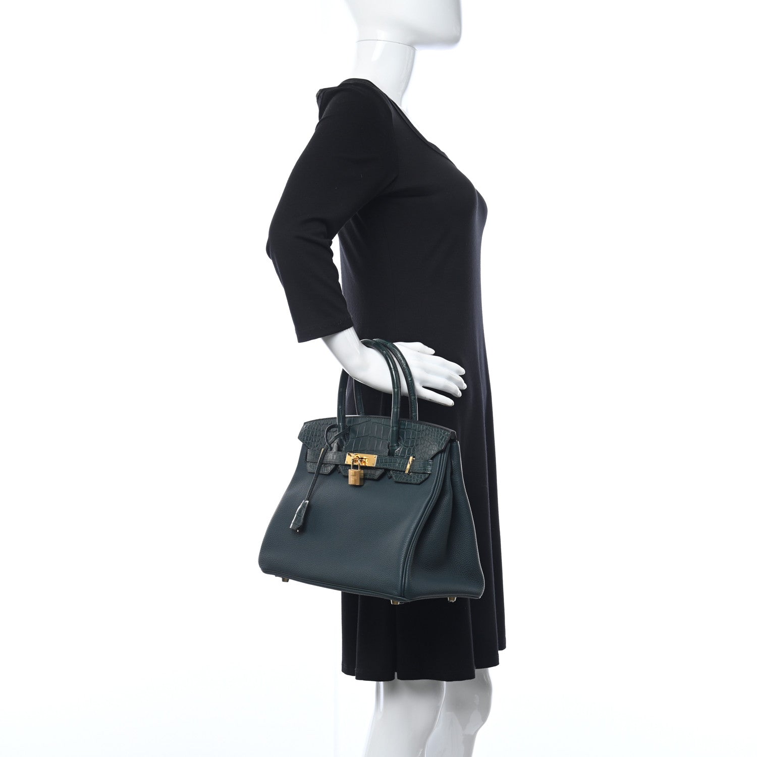 Hermes Togo Matte Alligator Birkin Touch 30 Vert Cypress 2 of 10