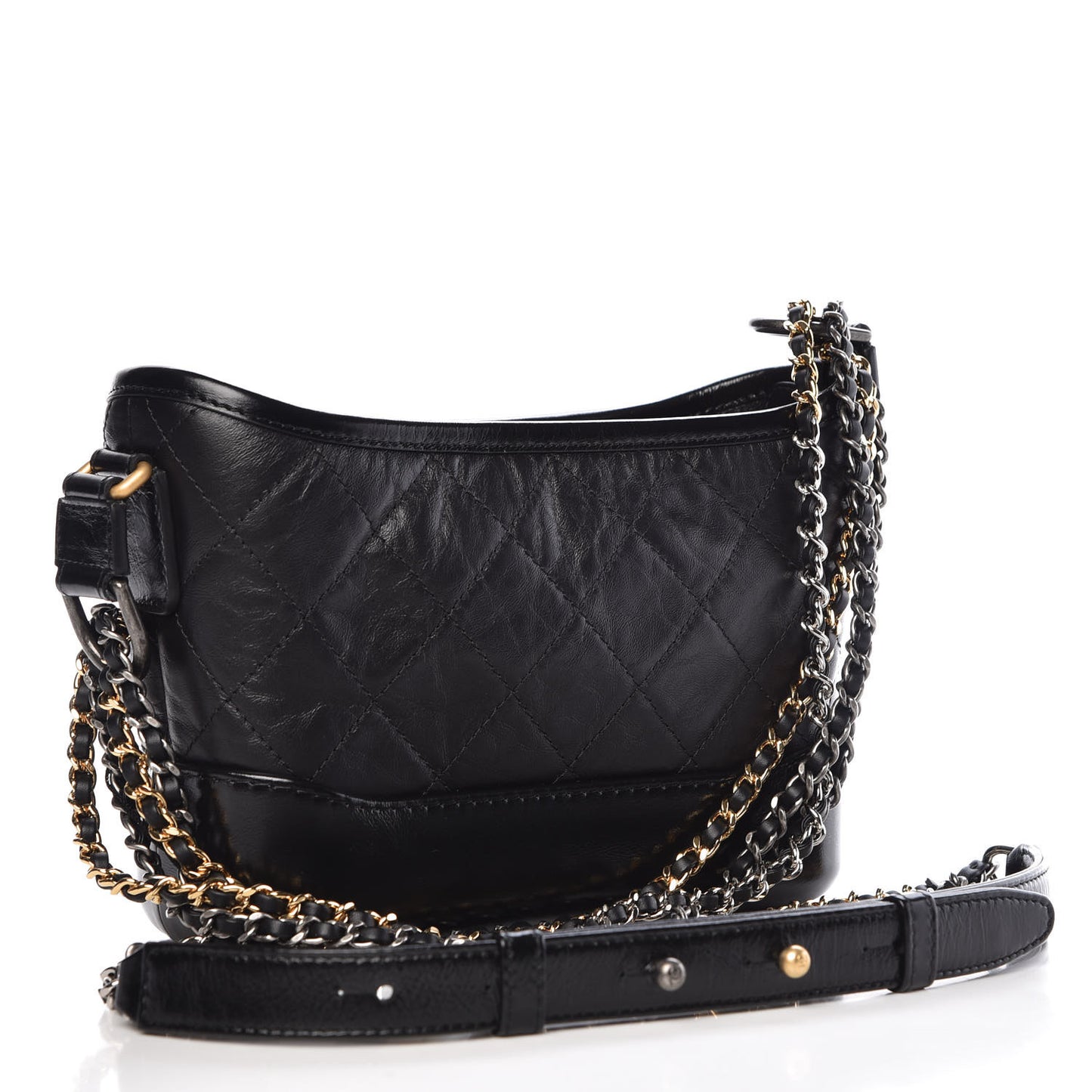 Aged Calfskin Quilted Small Gabrielle Hobo Black