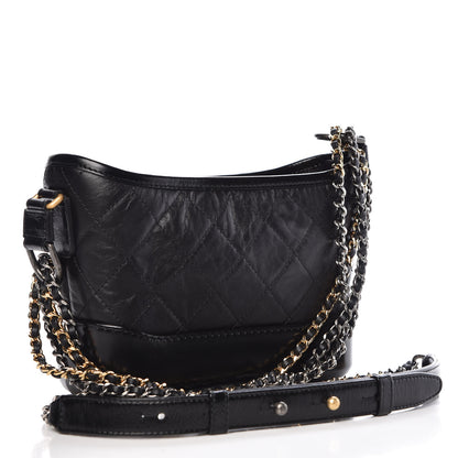 Chanel Aged Calfskin Quilted Small Gabrielle Hobo Black 3 of 9