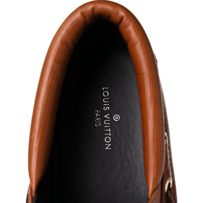 Louis Vuitton Calfskin Mens Summerland Boat Shoes 10 Cognac 7 of 9