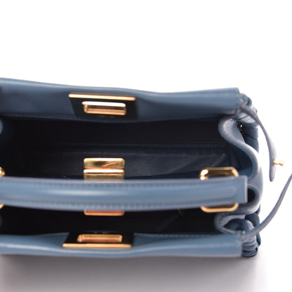 Fendi Nappa Lace Up Mini Peekaboo Iconic Satchel Cobalto 5 of 9