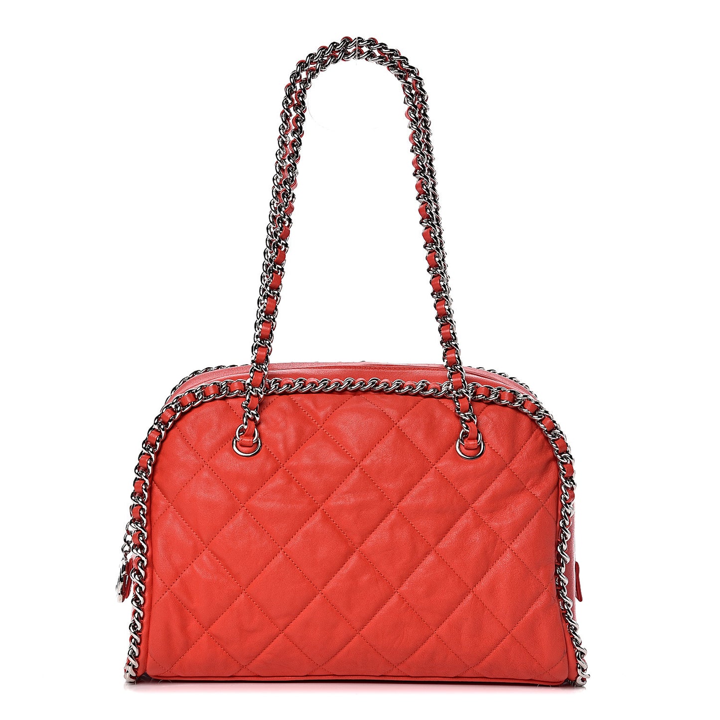 Washed Lambskin Chain Around Bowler Red