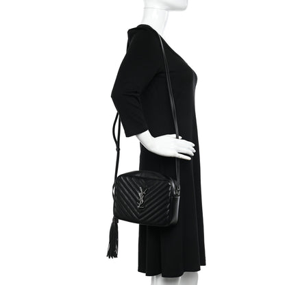 Saint Laurent Calfskin Matelasse Monogram Lou Camera Bag Black 2 of 10