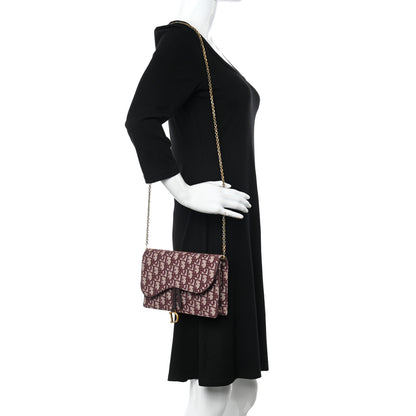 Christian Dior Oblique Saddle Chain Pouch Burgundy 2 of 14