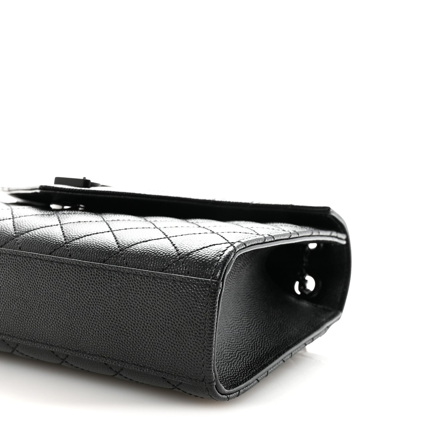 Grain De Poudre Textured Mixed Matelasse Triquilt Medium Monogram Monochrome Satchel Black