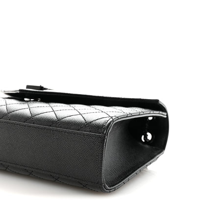 Saint Laurent Grain De Poudre Textured Mixed Matelasse Triquilt Medium Monogram Monochrome Satchel Black 9 of 10