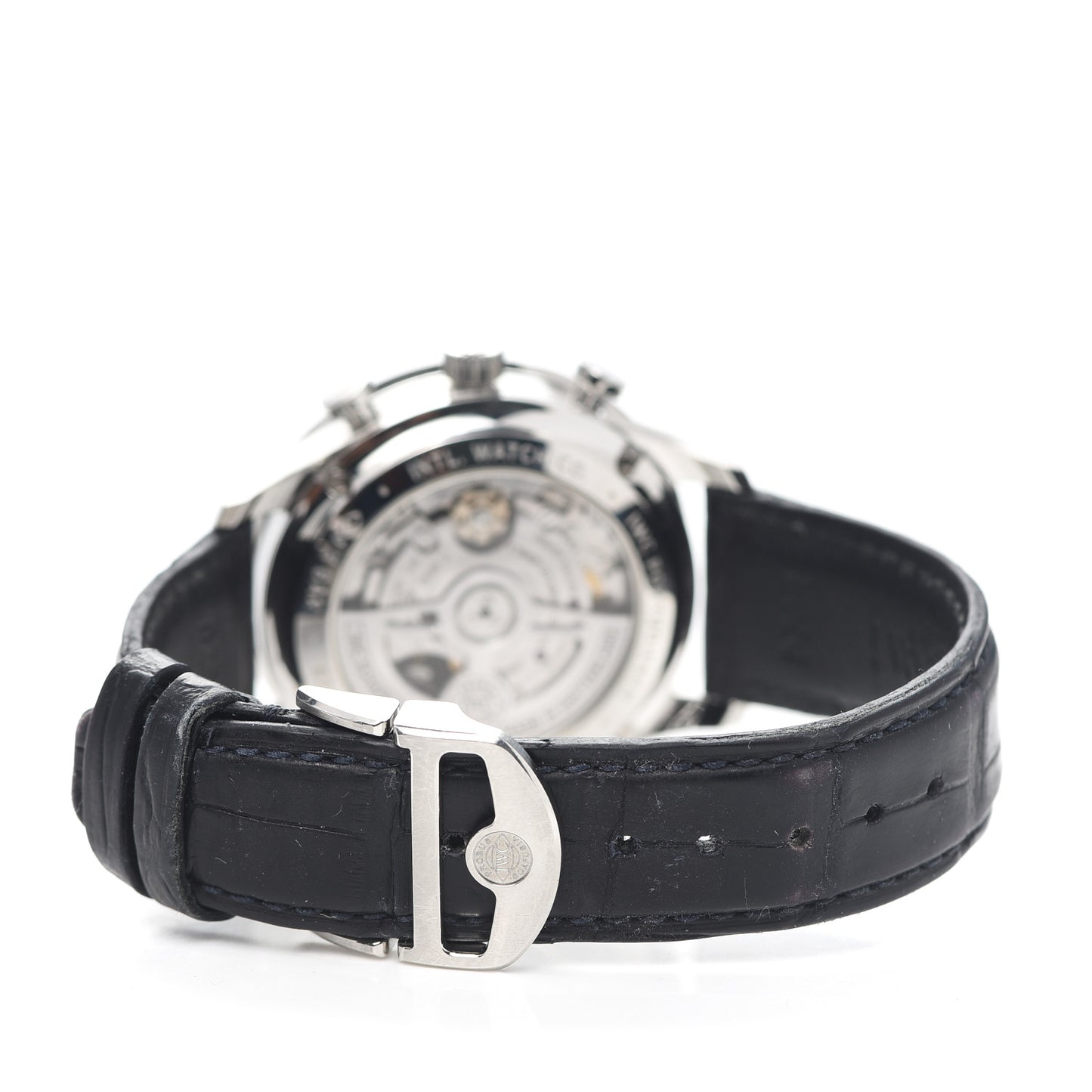 Stainless Steel Alligator 41mm Portugieser Chronograph Automatic Watch Black IW371606