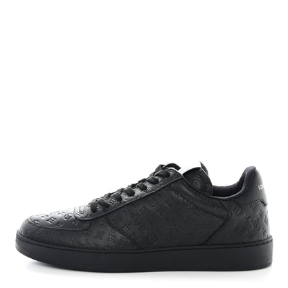 Louis Vuitton Calfskin Embossed Monogram Rivoli Mens Sneakers 8.5 Black 1 of 8