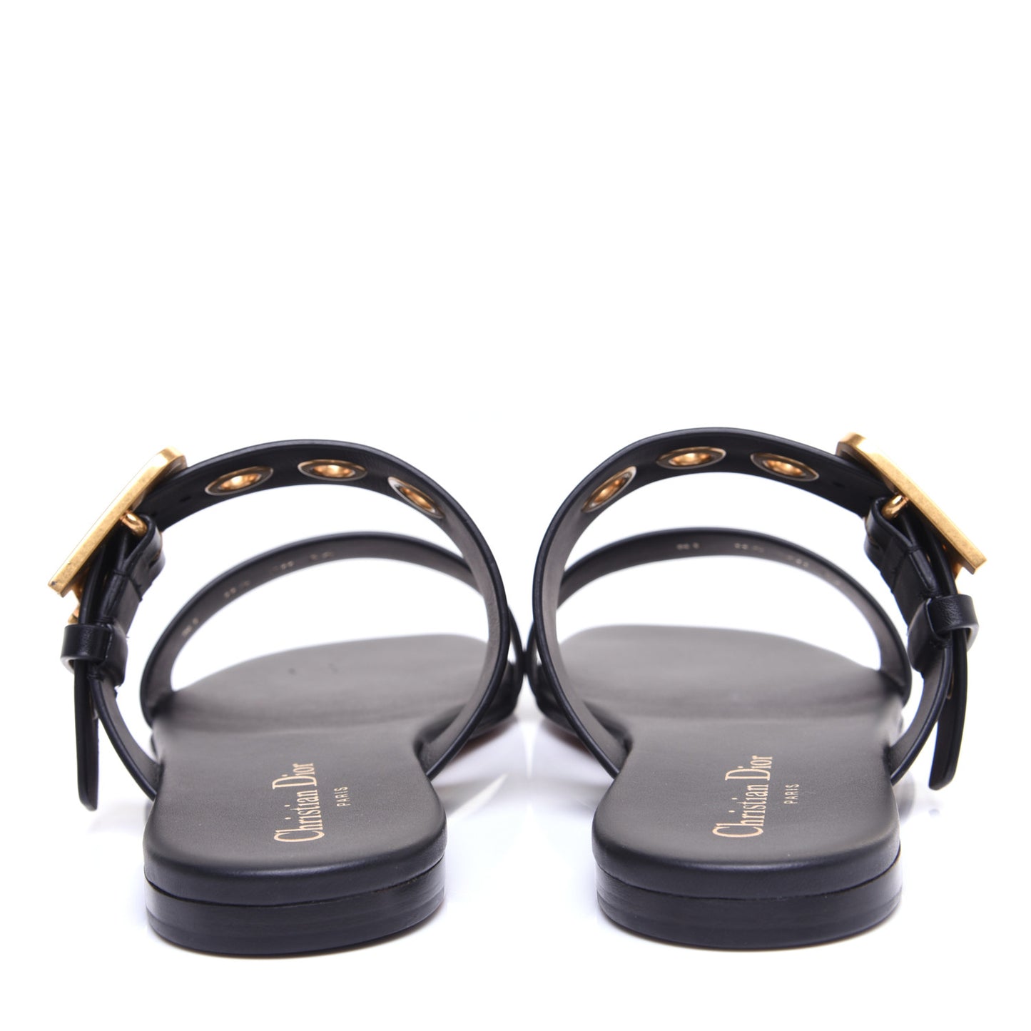 Calfskin D-Dior Slide Flat Sandals 36 Black
