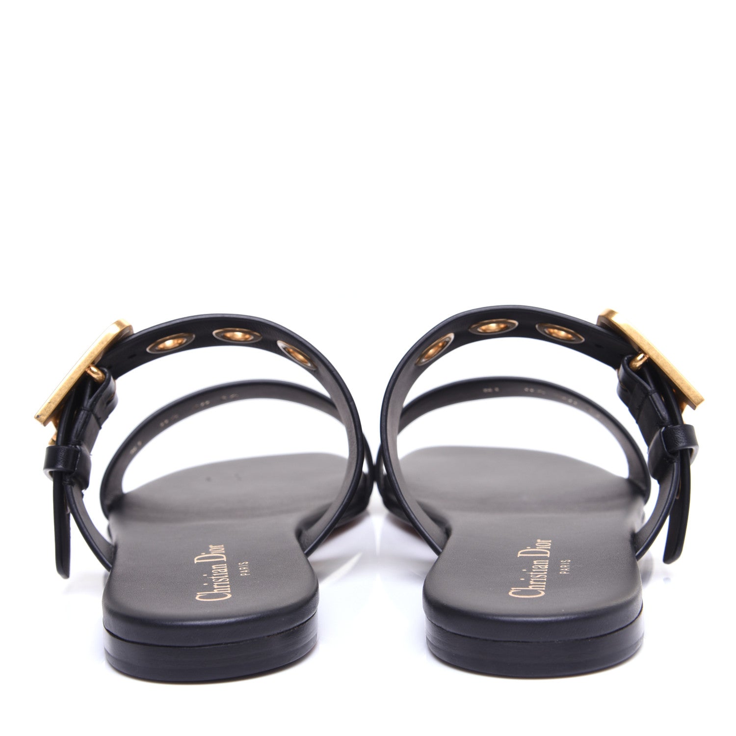 Christian Dior Calfskin D-Dior Slide Flat Sandals 36 Black 4 of 11