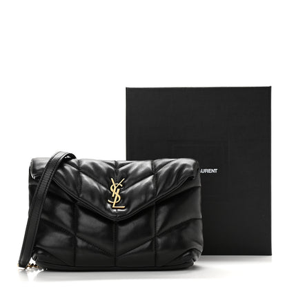 Saint Laurent Lambskin Quilted Toy Loulou Puffer Monogram Chain Satchel Black 10 of 10