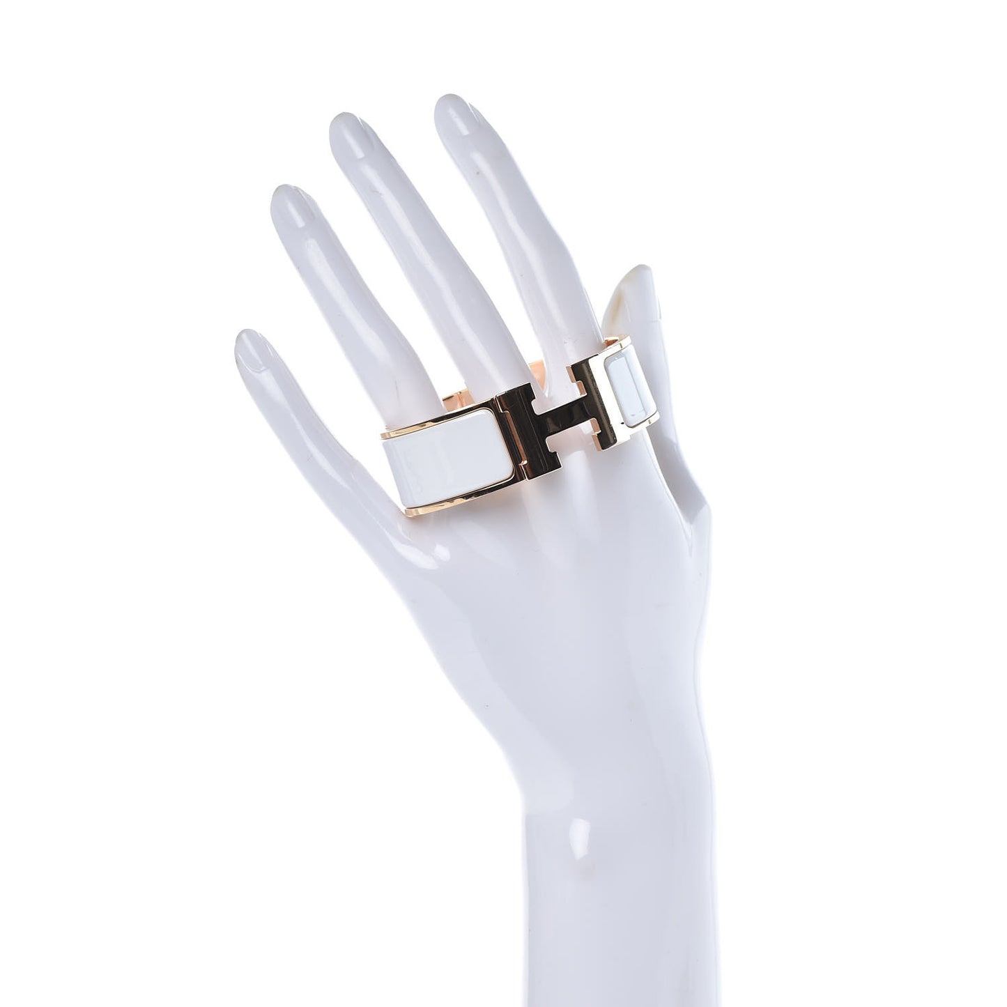 Enamel Wide Clic Clac H Bracelet PM White