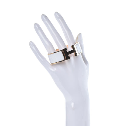 Hermes Enamel Wide Clic Clac H Bracelet PM White 2 of 6