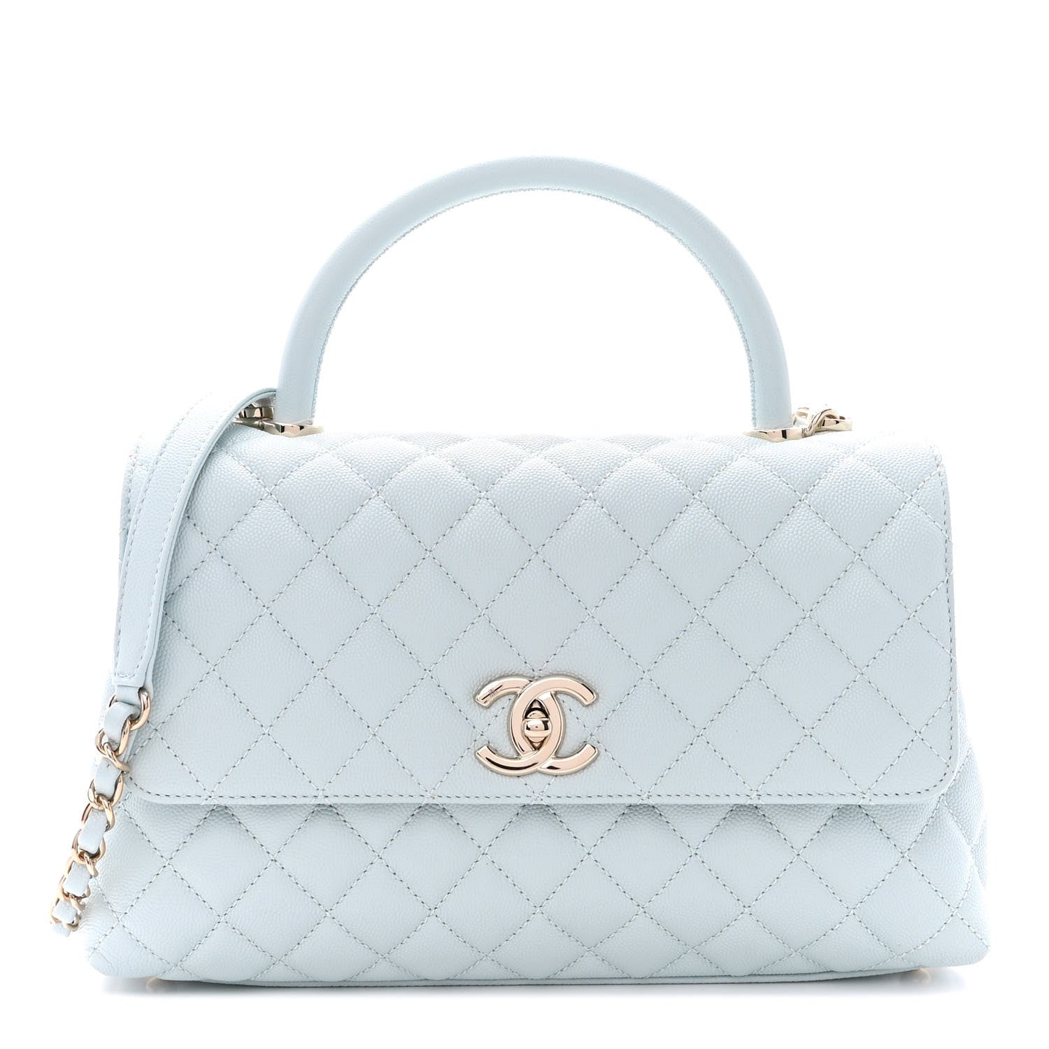 Chanel Caviar Quilted Small Coco Handle Flap Light Blue 1 of 12