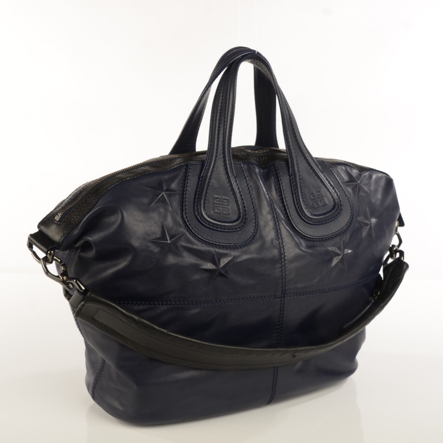 Givenchy Calfskin Star Embossed Studded Medium Nightingale Navy Black 3 of 9