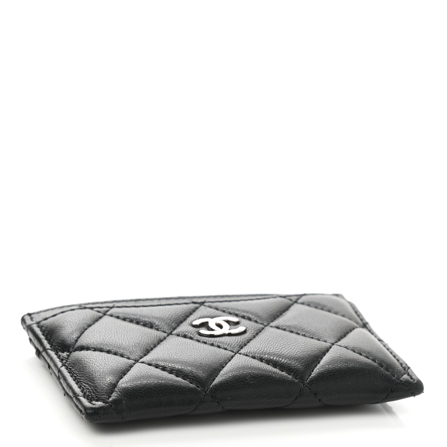 Lambskin Quilted Card Holder Black